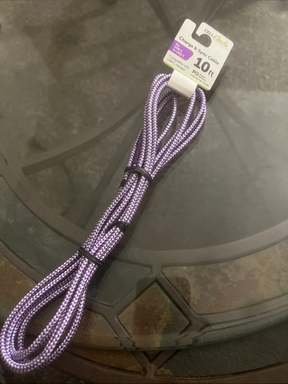 10 ft Lavender Braided USB-C Charging Cable